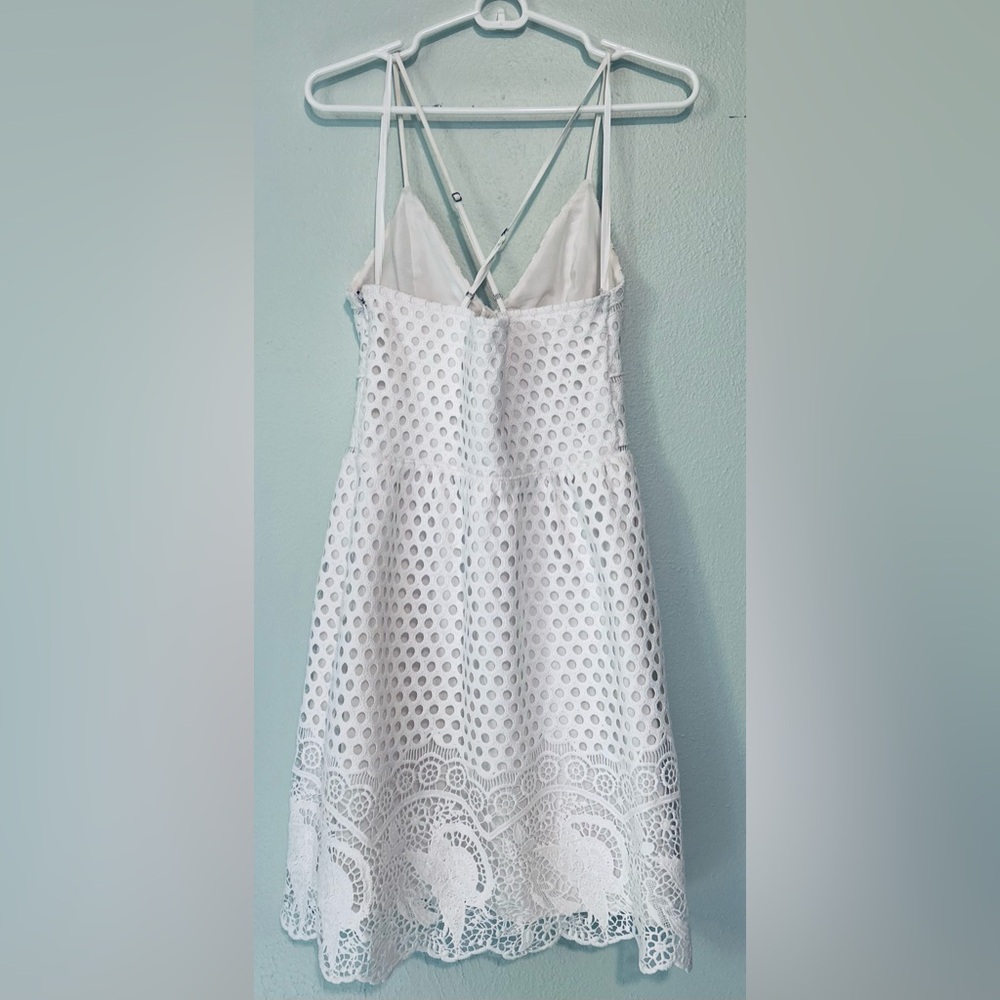 Abercrombie & Fitch White Spaghetti Strap Crochet Mini Sundress Size ST - Picture 4 of 13